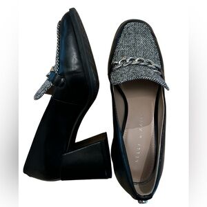 Kelly & Katie Square Toe Pump Block Heel Black Gray 8.5